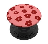 Retro Daisy Flowers carino rosso motivo floreale estetico PopSockets PopGrip Adesivo