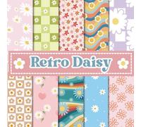 Retro Daisy Scrapbook Paper Craft Pad: 10 Groovy Floral Designs, 20 Double-Side Sheets Printed on 8.5"x8.5" Sized Paper With Premium Color. Perfect ... Collage, Gift Wrapping, DIY and More!