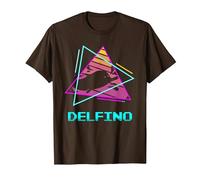 Retro Delfino Delfini Maglietta, Uomo, Marrone, L