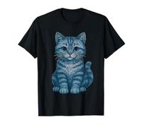 Retro Denim Style American Shorthair Cat Lover Tee Maglietta