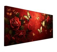 Retrò Diamond Painting Adulti, 5D Diamantini Crystal Art Quadri Diamond Painting Fiore Motivo, Grande Pittura Diamante Kit Fai Da Te per Adulti 70x30cm per Decorazioni Parete Casa, Regalo Donna G-95