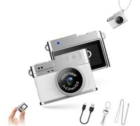 Retro Digital Camera, Mini Keychain Camera, 160° Wide Angle 4 Filters For Hd Recording, With Led Fill Light, For Travel Study Recording (Basic,White)