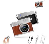 Retro Digital Camera, Mini Keychain Camera, 160° Wide Angle 4 Filters For Hd Recording, With Led Fill Light, For Travel Study Recording (8GB storage,Brown)
