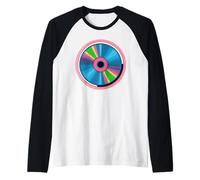 retrò Disco Compatta CD Old School Anni 90 Musica Hip Hop Maglia con Maniche Raglan