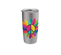 Retro Disco Pace Girasole Groovy Hippie 60s 70s Ragazze Bicchiere termico in acciaio inox doppia parete