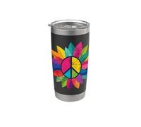 Retro Disco Pace Girasole Groovy Hippie 60s 70s Ragazze Bicchiere termico in acciaio inox doppia parete