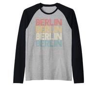 Retro Distressed Germania Berlino Deutschland Maglia con Maniche Raglan