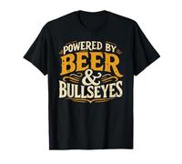 Retro Distressed Powered by Beer & Bullseyes Funny Darts Dad Maglietta