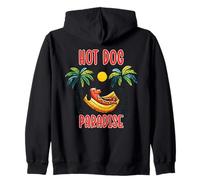 Retro divertente bassotto vacanze estive hot dog paradiso umorismo Felpa con Cappuccio