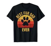 Retrò divertente Best Fur Dad Ever Vintage Dog Cat Owner Maglietta