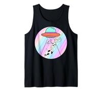 retrò Divertente Mucca UFO Abduction Spazio Pastello Alieno Estetica Canotta