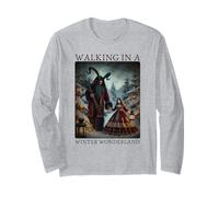 Retro Divertente Walking in a Winter Wonderland Merry Christmas Maglia a Manica