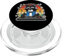 Retro DJ Raccoon Giradischi Mixing Musica Grafica PopSockets PopGrip per MagSafe