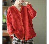 Rétro Donna Maglia con Cappuccio Cappotto Felpa Misto Cotone Bottoni Top Casual