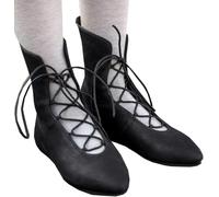 retrò Donne Stivaletti Corti Signora Medievale Lace Up Stivali di Cuoio Pu Stivali di Cuoio Sacerdote Costume Prete Danza Stage Scarpe Singole per Cosplay, Black38
