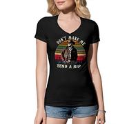 Retro Don't Make Me Send Rip Wheeler Camicia Donna con Scollo A V Nera Size M