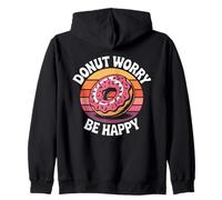 Retro Donut Worry Be Happy Funny Pasticceria Dessert Sprinkles Felpa con Cappuccio