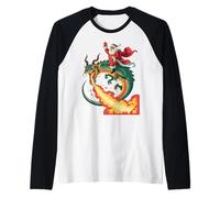 Retro Dragon Santa Christmas - Natale Fantasy Dragon Maglia con Maniche Raglan