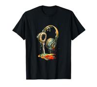 Retro Drip Vibrant Cuffie Art Splash Regali Maglietta