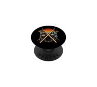 Retro Drum Kit Con Aste Incrociate Tramonto Musica Grafica PopSockets PopGrip Adesivo