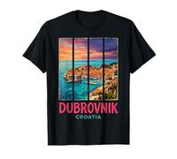 Retro Dubrovnik Croatia Vintage Travel Poster Maglietta