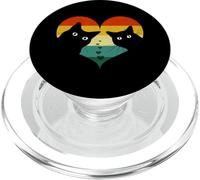 Retro due gatto nero silhouette all'interno di una forma di cuore rosa PopSockets PopGrip per MagSafe