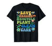 Retro Earth Day Save Bees Rescue Animali Riciclare Plastica Maglietta