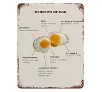 Retro Egg Lovers Metal Sign Chicken Eggs Info Tin Plaque Wall-Art for Kitchen Pantry Dining Room Decor 8 X 12 inch