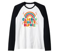 Retro Elderly White Hippie Groovy Flower 60s Rainbow Funny Maglia con Maniche Raglan