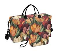 Retro Elegante Tulipani Art Decorative Viaggio Pernottamento Carry on Bag Travel Tote Gym Bag con Toiletry Bag per Viaggi di Lavoro Multifunzionale Bolsa de Gym para Mujer