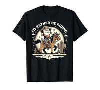 Retro equitazione divertente animale equestre meme gatto Maglietta