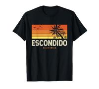 Retrò Escondido California CA Vintage Palme Tramonto Maglietta