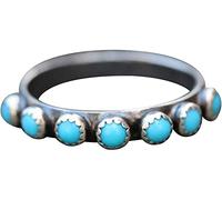 Retro Ethnic Style Turquoise Small Round Beads Ring Women Jewelry Accessories Nice processing