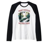 Retro Everglades Gator - Parchi Nazionali Palude Wildlife Maglia con Maniche Raglan