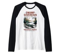 Retro Everglades Wildlife - Parchi Nazionali Palude Alligatore Maglia con Maniche Raglan