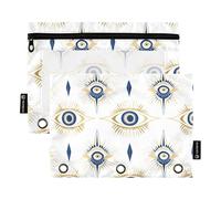 Retro Evil Eye Magic Occult 3 anelli raccoglitore matita sacchetto con cerniera set di 2 cartelle trucco borsa cancelleria forniture