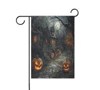Retro Evil Pumpkin Halloween Path all'aperto giardino bandiere banner per la decorazione del cortile 12x18 doppio lato
