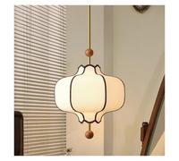 Retro Fabric Lampshade Pendant Light Japan Circular LED For Room Dining Table Apartment Wooden Ball Lighting Fixtures