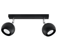 Retrò Faretto da Soffitto Nero 2x GU10 B :3 0cm Plafoniera Soggiorno Corridoio