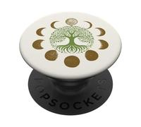 Retro Fasi della Luna Albero della Vita PopSockets PopGrip Adesivo