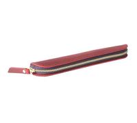 Retro fatto a mano in vera pelle con cerniera portapenne mini portapenne per una penna guaina protettiva copertura forniture da viaggio regalo, Rosso vinaccia