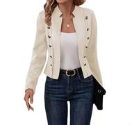 Retro Faux Suede Cardigan Jacket per le donne Stand Collar (Beige XXL)