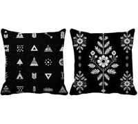 Retro Federe Cuscini Divano 40x40 Cuscini da Esterno Impermeabili Lino Set di 2 Geometria Cushion Covers per Camera da Letto Soggiorno Divano Primavera Estate Esterno Giardino Panca Decorativi 1-2030o