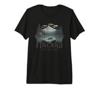 Retro Finlandia Paesaggio Vintage Souvenir Maglietta Premium