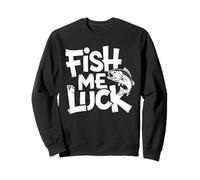 Retro Fish Me Luck Divertente Pesca Scherzo Pun Pescatori Fortunato Felpa