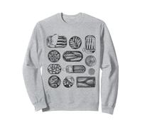 Retro Fish Sardine Tee Fisherman Estetica Pesce Collage di Frutti di Mare Felpa