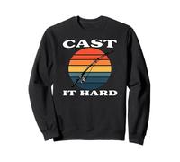 Retro Fishing Fisherman Cast It Hard Felpa