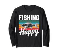 Retro Fishing Happy - La pesca mi rende felice gioia del pescatore Maglia a Manica