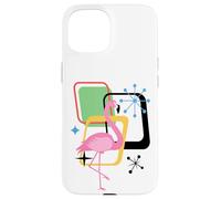 Retro Flamingo Midcentury Mid Century Summer Decor Custodia per iPhone 15