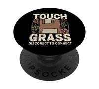 Retro Floppy Disk Touch Grass Disconnect per connettersi PopSockets PopGrip Adesivo